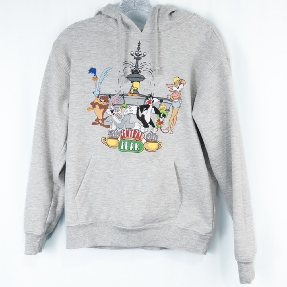 WB Looney Tunes Friends Central Perk Graphic Hoodie Juniors M (7-9) 90s Y2K